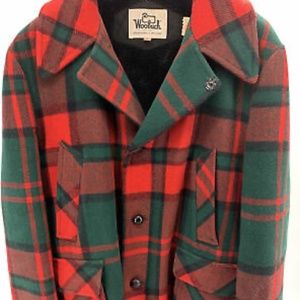 VINTAGE WOOLRICH RED/GREEN PLAID WOOL HUNTING LUMBERJACK COAT SZ. 40